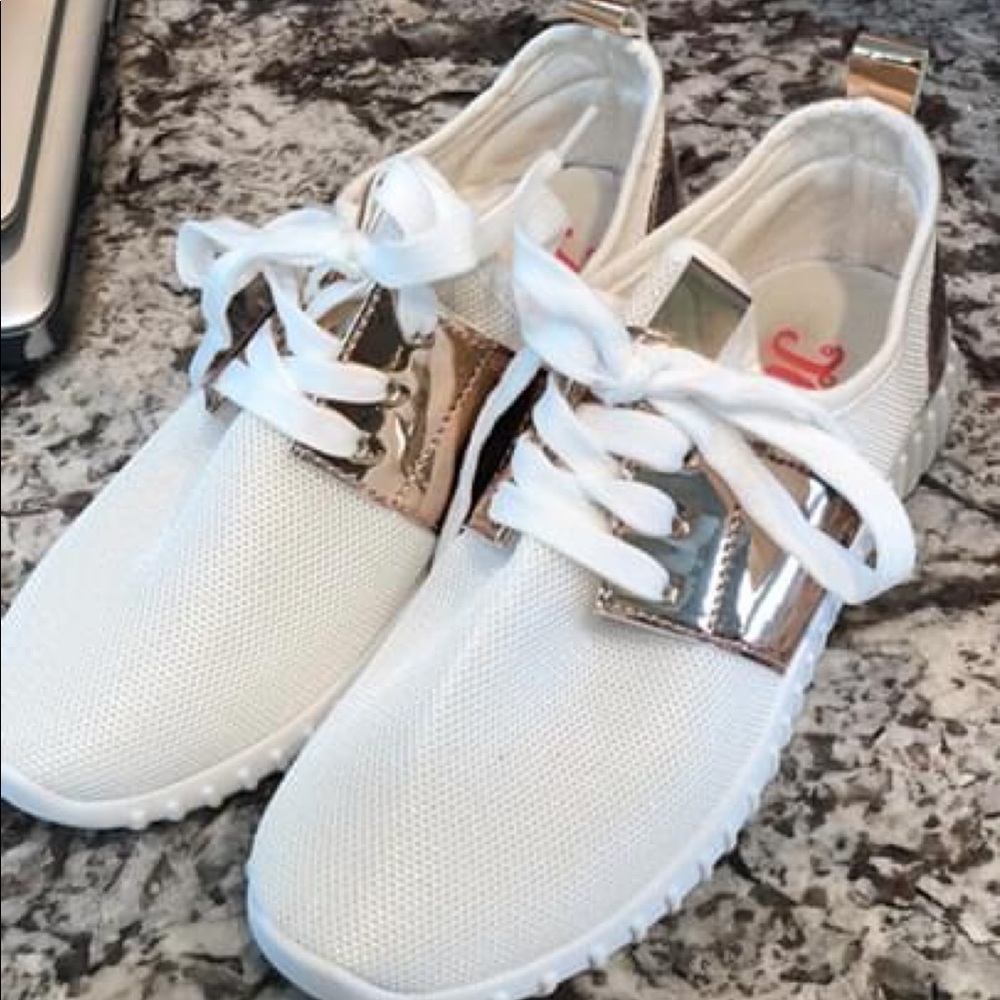 White & Gold Sneakers
